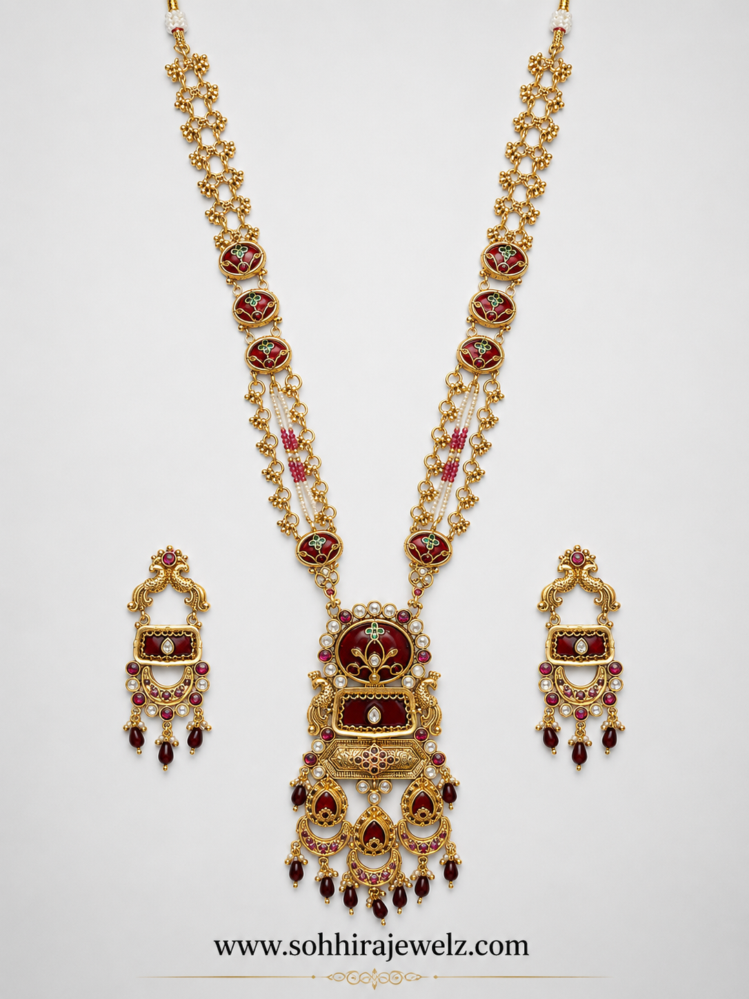 Crimson Throne Meenakari Long Heritage Necklace