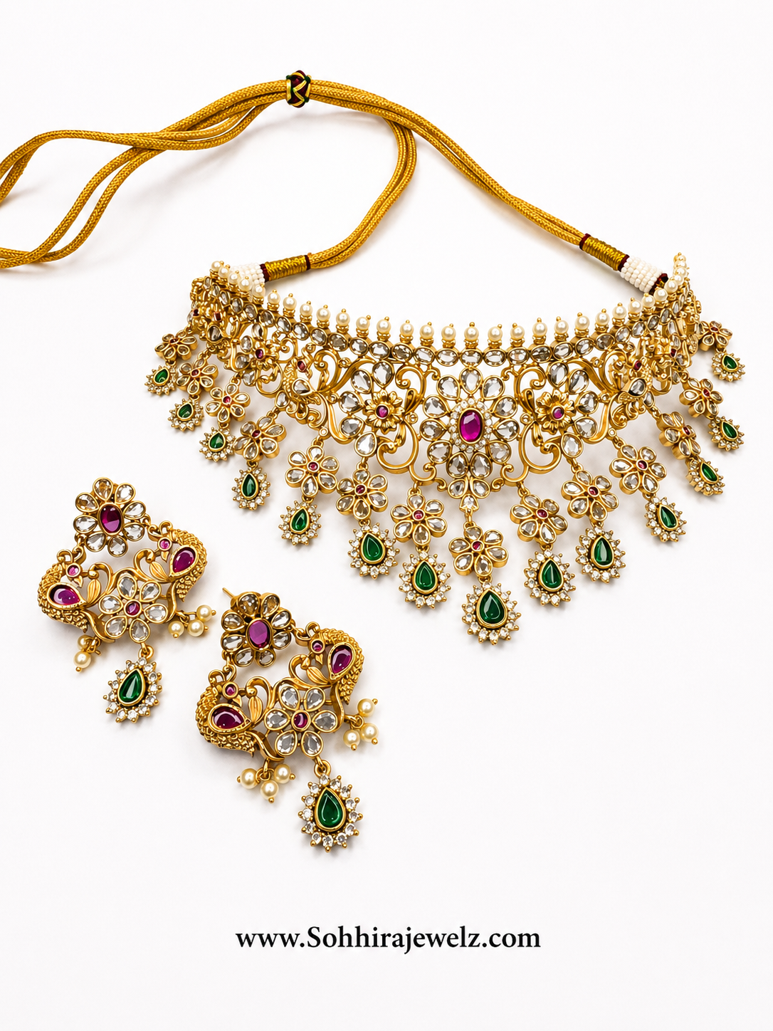 Kundan Polki Floral Choker Set
