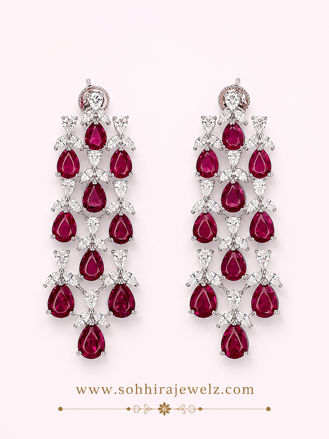 Ruby Crystal Chandelier Drop Earrings