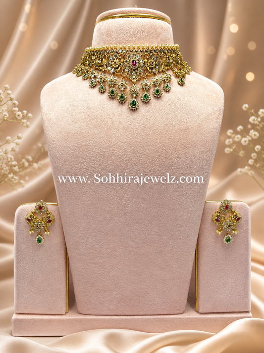Kundan Polki Floral Choker Set