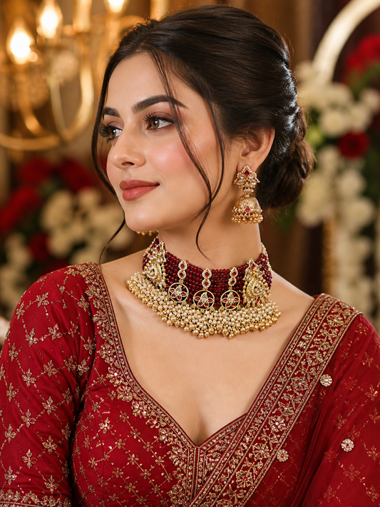 Ruby Red Kundan Choker Set