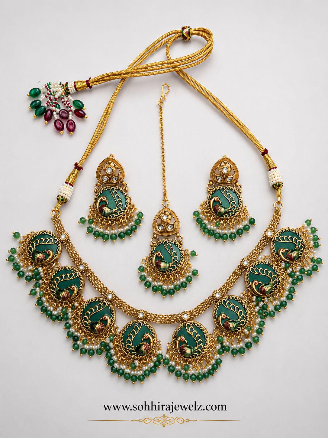 Emerald Plume Meenakari Necklace
