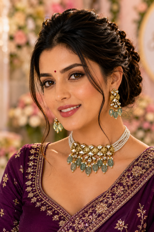 Emerald Mist Kundan Choker Set