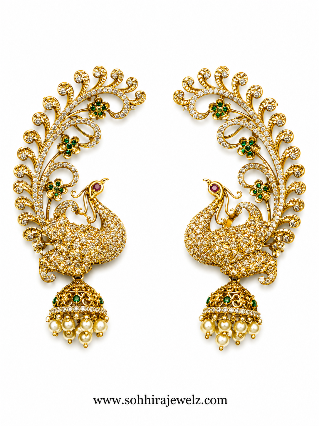 Peacock Ear Cuff Jhumka Earrings