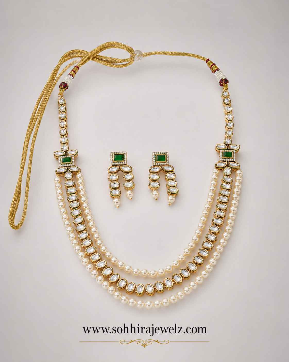 Emerald Kundan Pearl Necklace