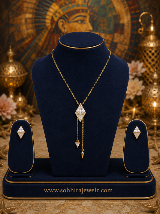 Sohhira Geometric Diamond Kite Pendant Set