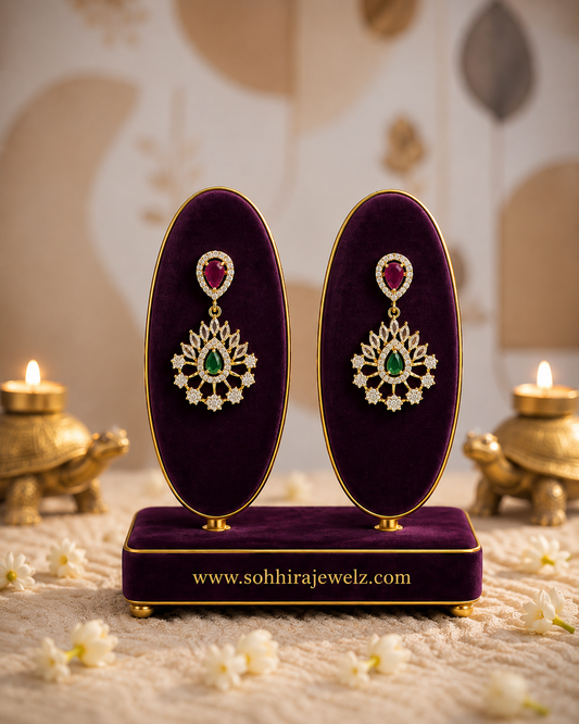 Emerald Ruby Gold Leaf Necklace