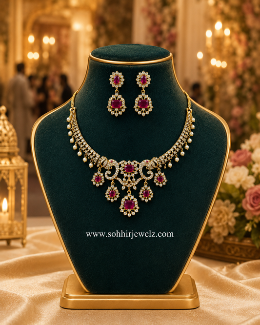 Majestic Ruby Pearl Necklace