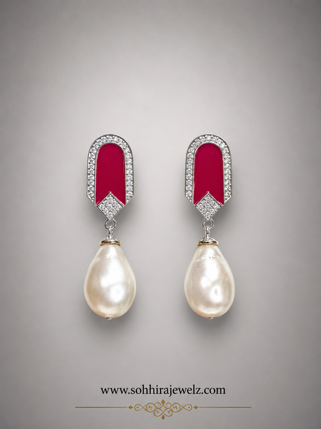 Ruby Pearl Drop Earrings