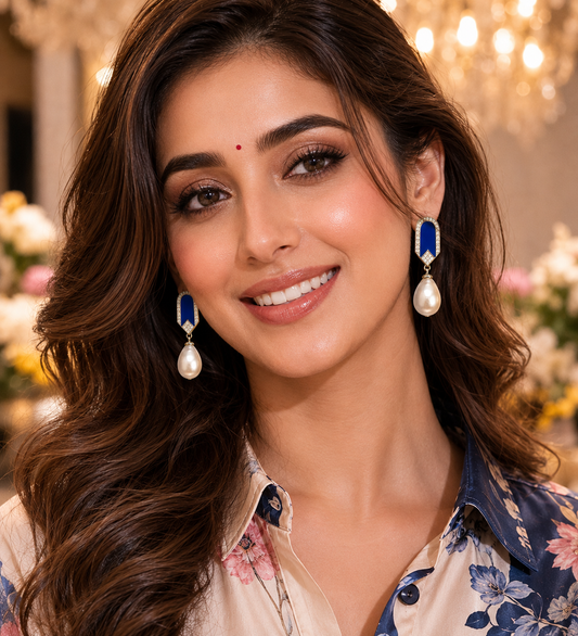 Azure Pearl Drop Earrings