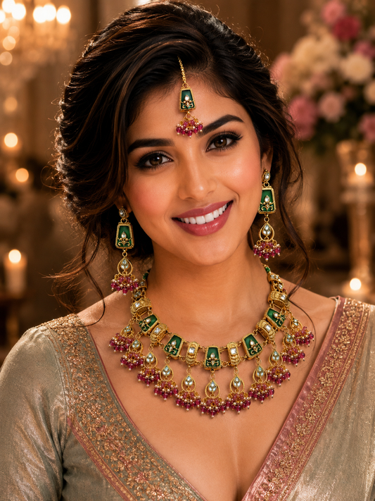 Ruby Emerald Heritage Necklace Set