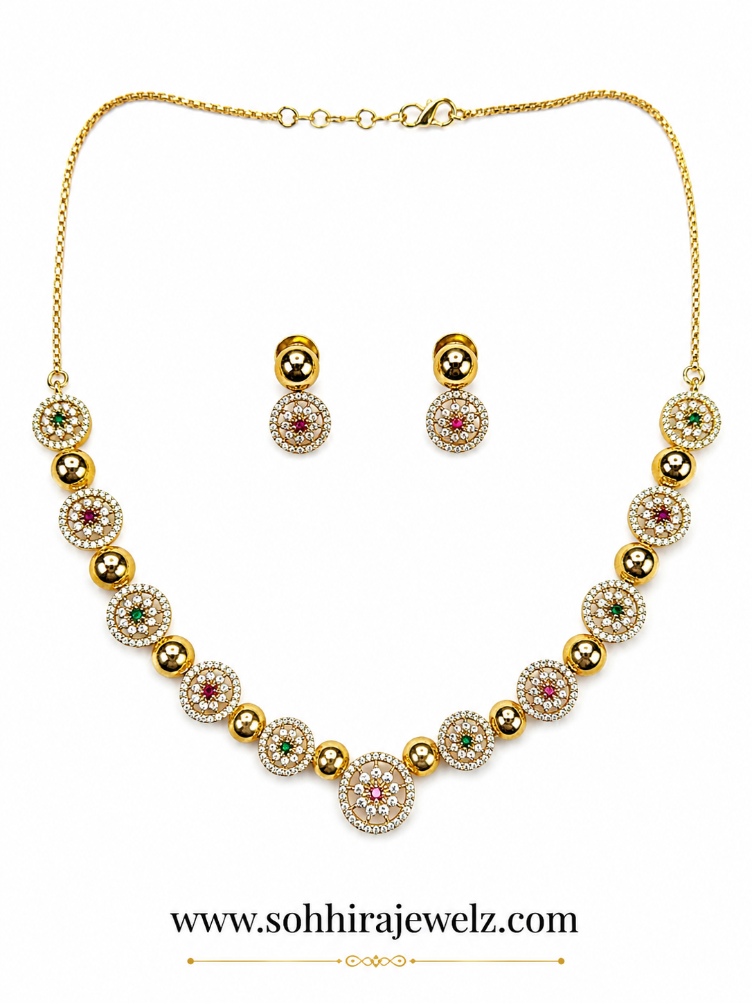 Emerald Bloom Multicolour Diamond Necklace