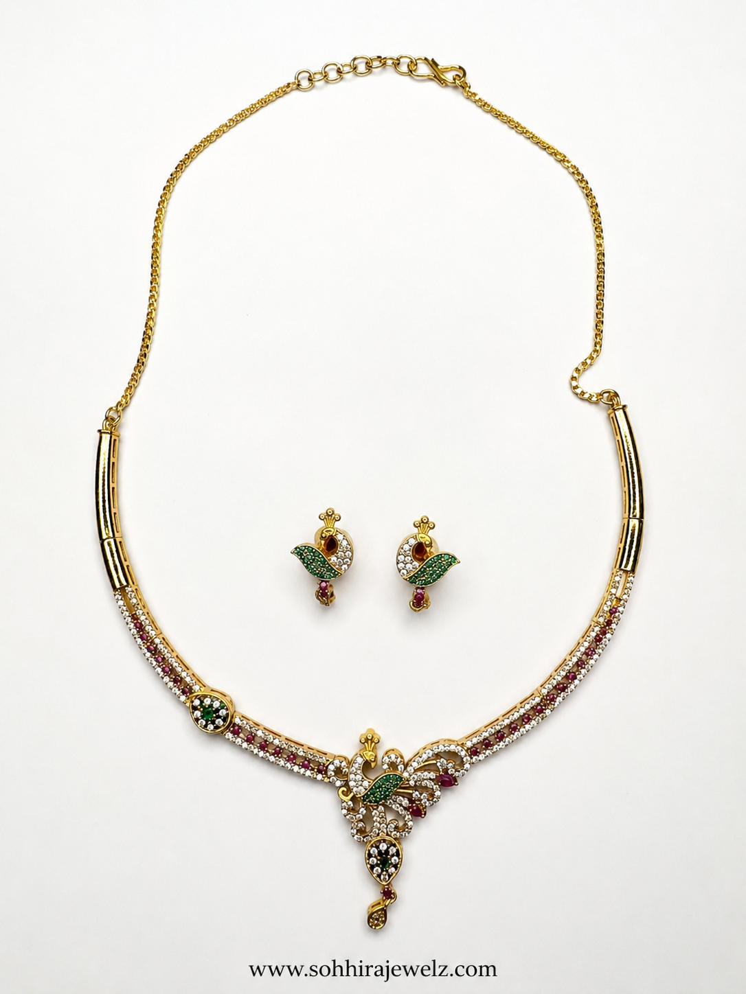 Emerald Peacock Necklace Set