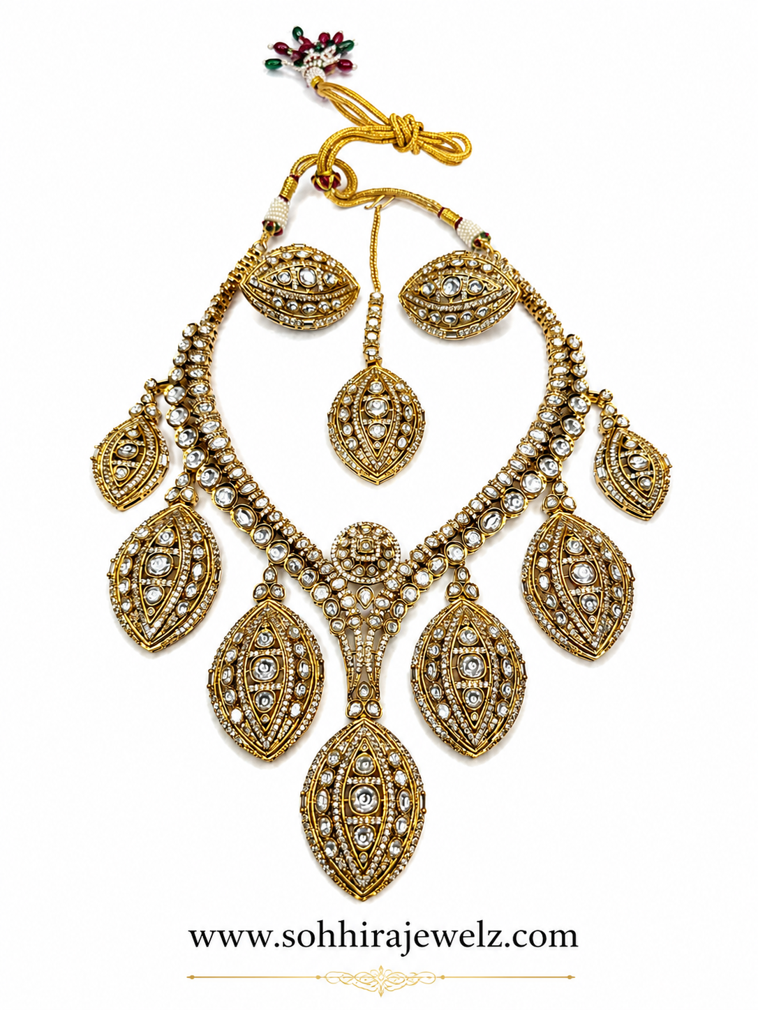 Golden Leaf Polki Necklace