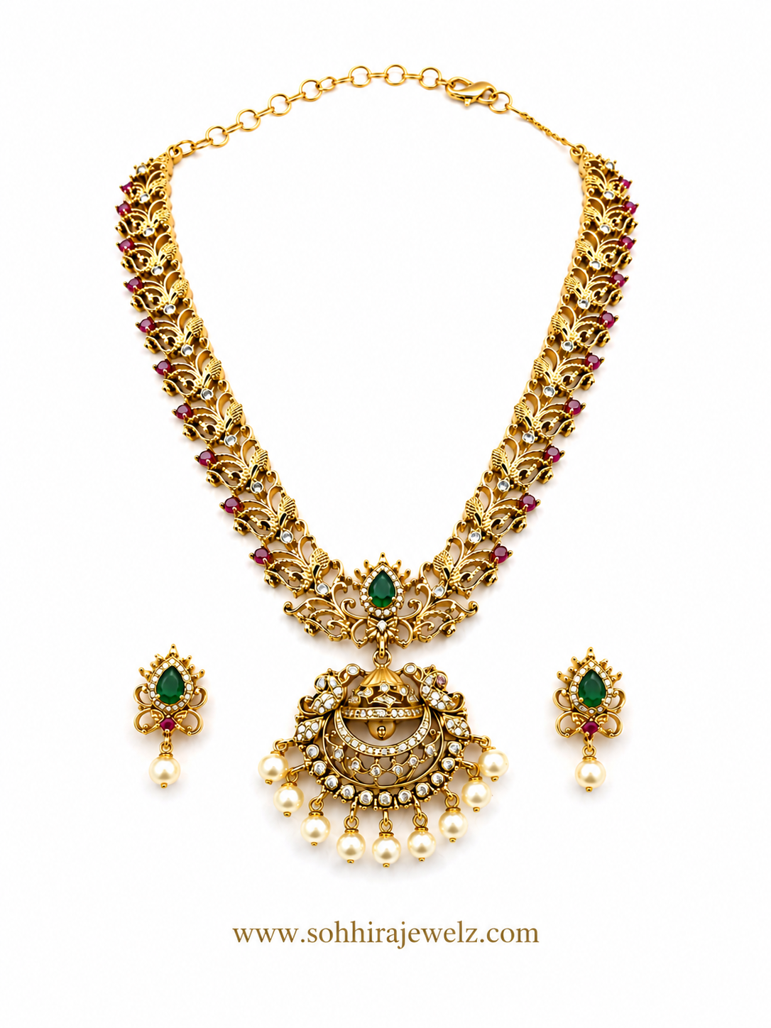 Emerald & Ruby Polki Antique Set