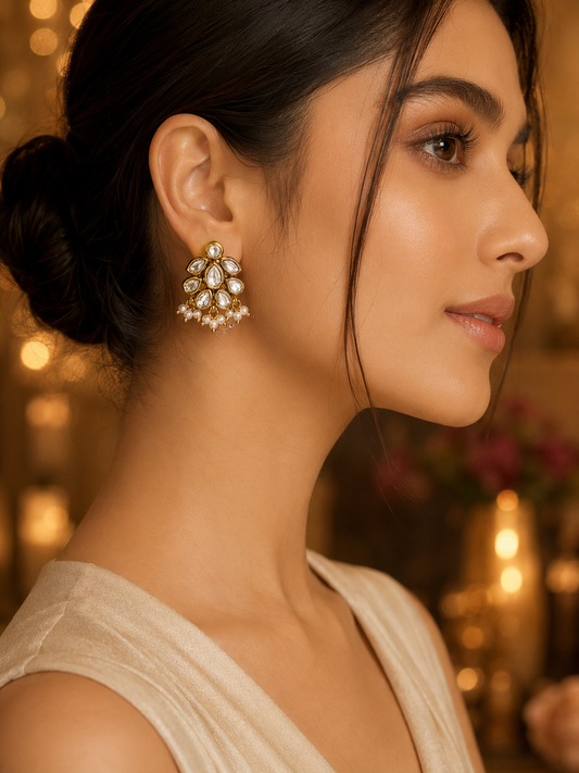 Pearl Drop Stud Earrings