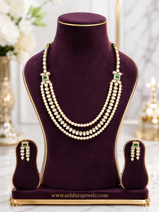 Emerald Kundan Pearl Necklace