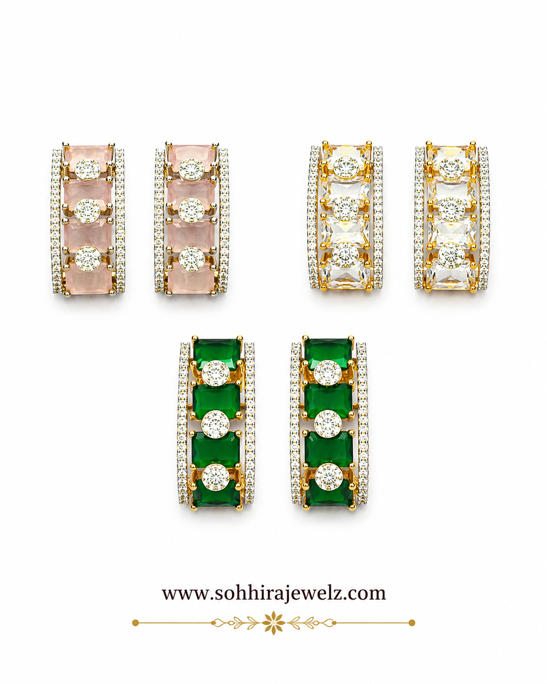 Rosé Blush Baguette Earrings