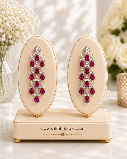 Ruby Crystal Chandelier Drop Earrings