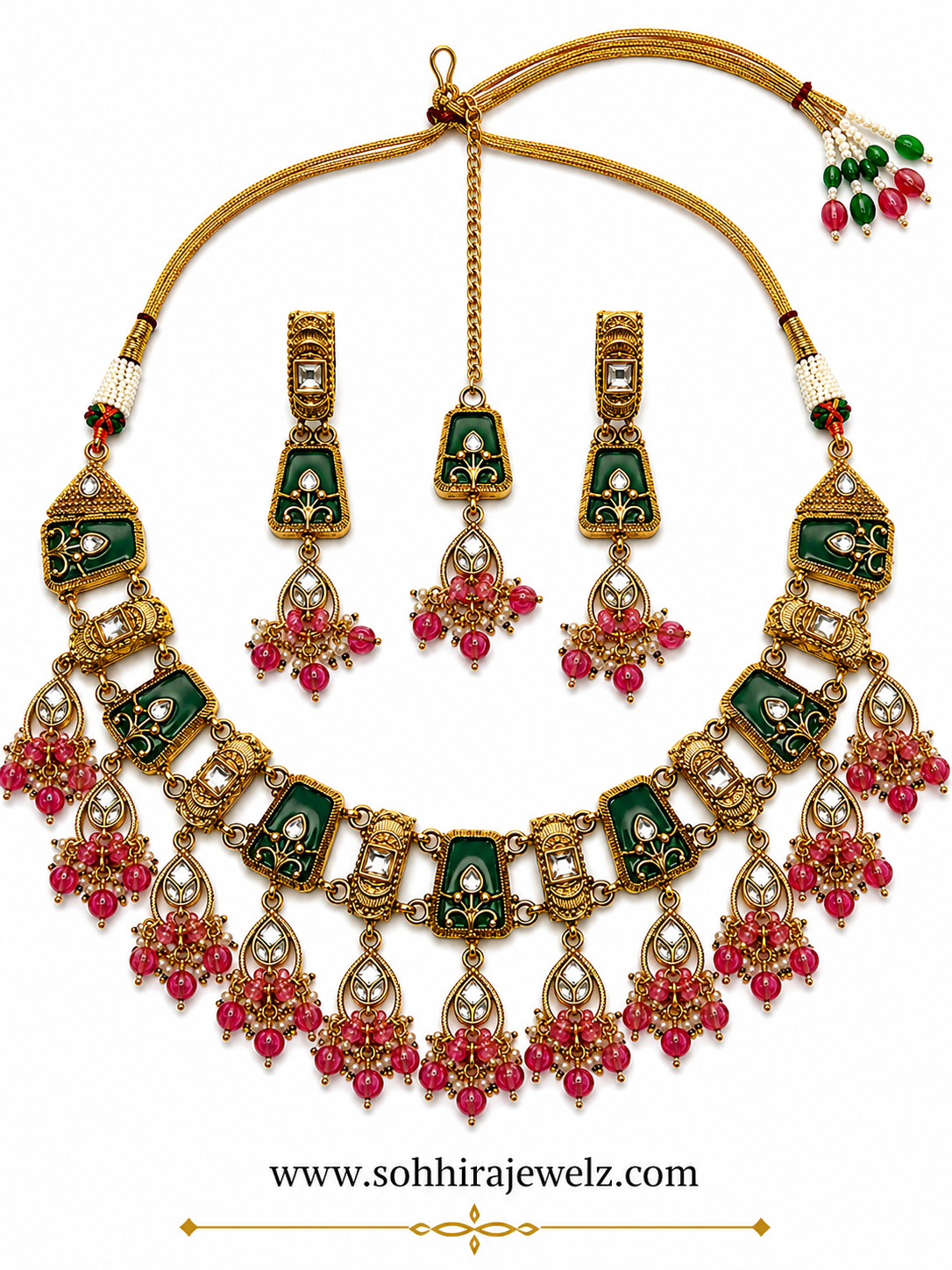 Ruby Emerald Heritage Necklace Set