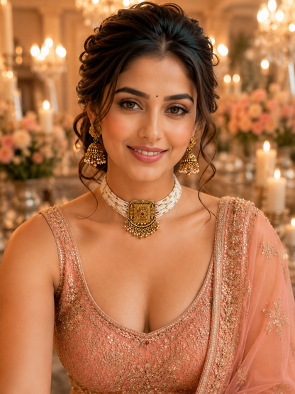 Pearl Mala Antique Gold Choker Set