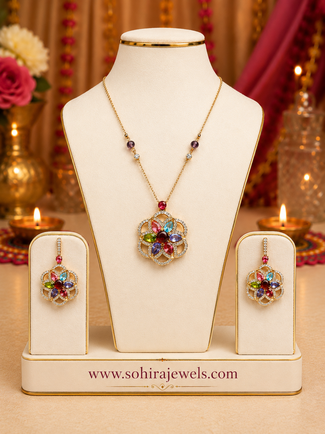 Rainbow Bloom Pendant Set