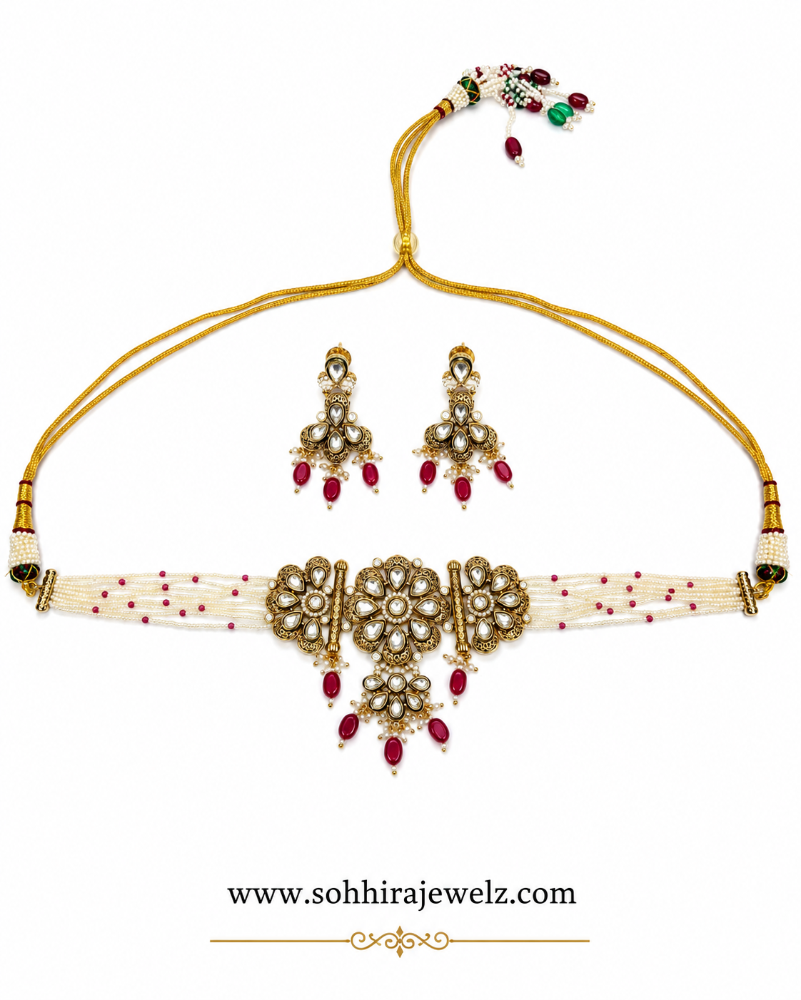 Pearl Blossom Polki Choker Set