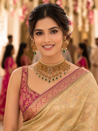 Kundan Polki Floral Choker Set