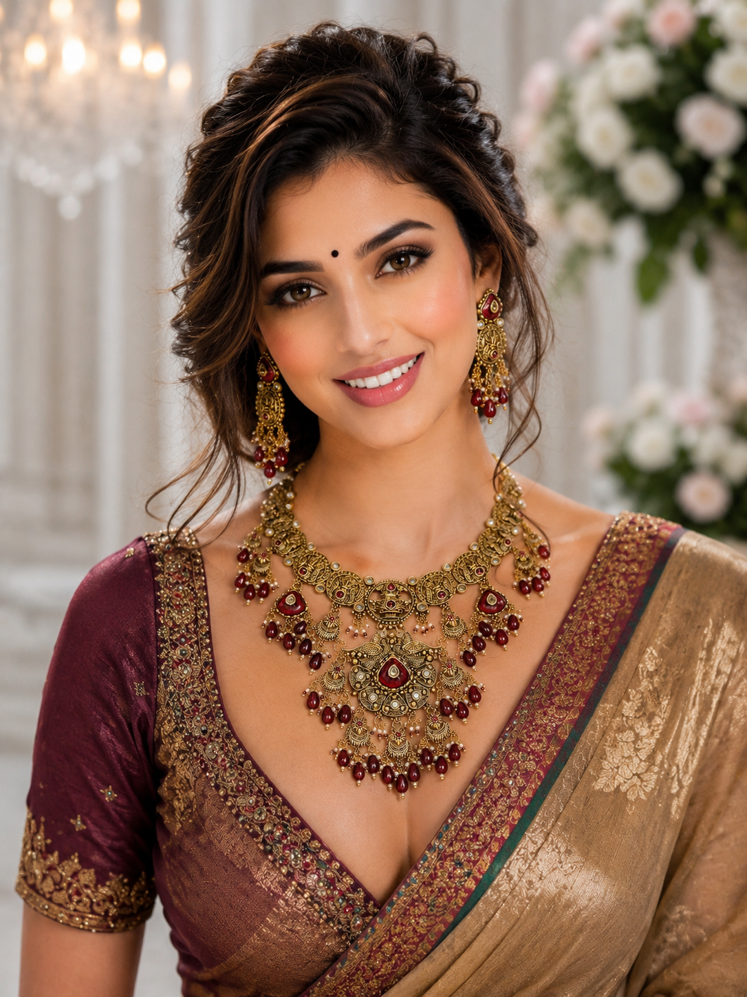 Ruby Antique Gold Necklace