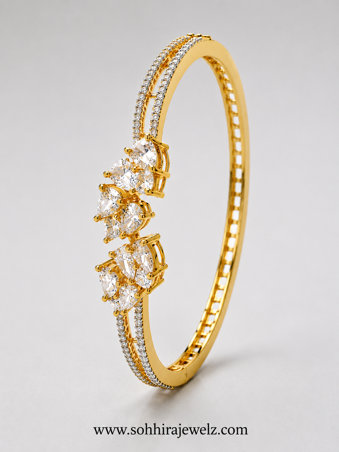 Diamond Cluster Gold Cuff Bracelet
