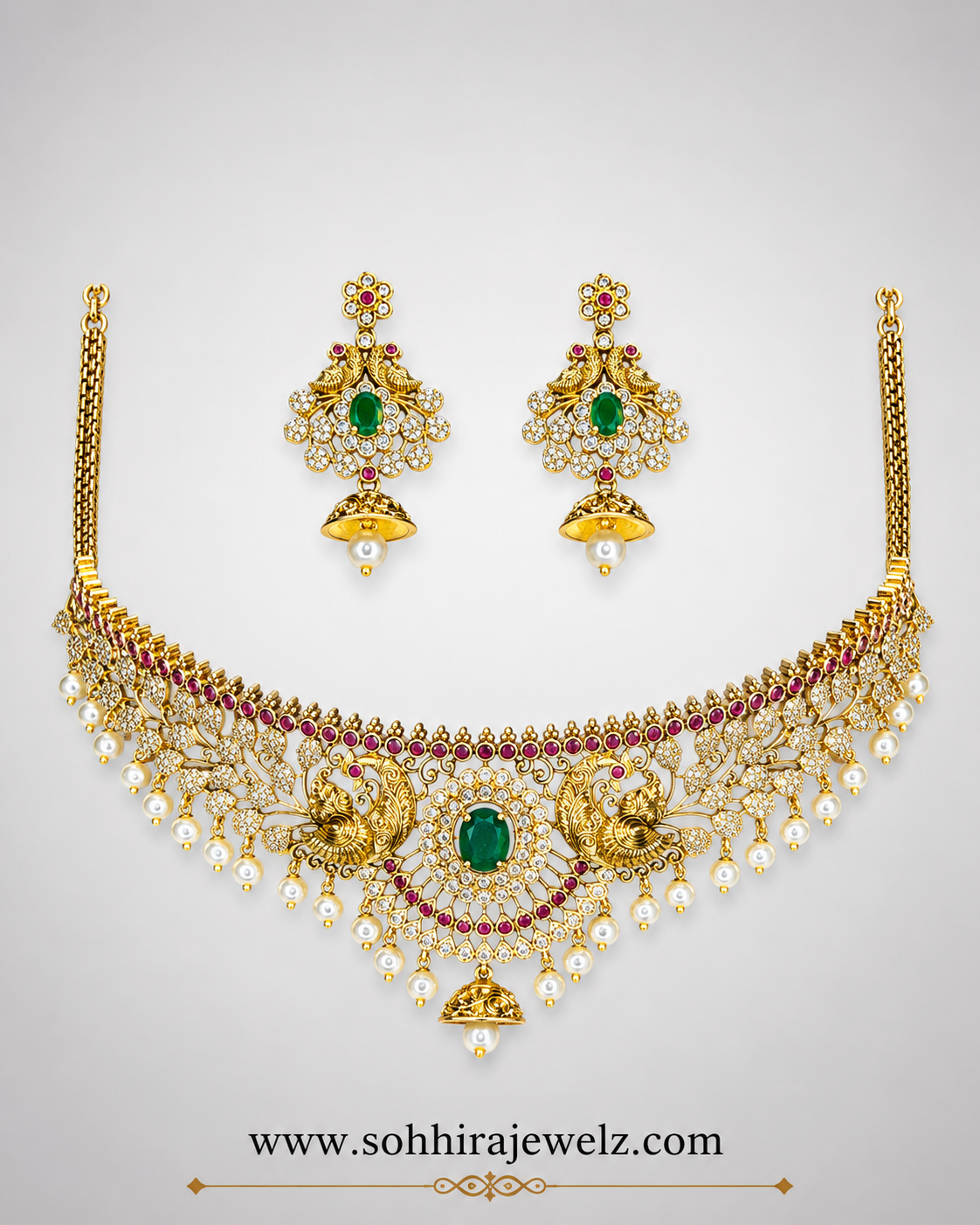 Emerald Peacock Kundan Necklace