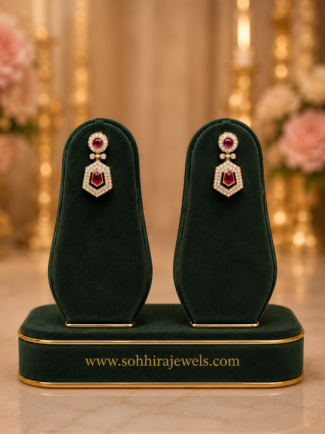 Red Crimson Sovereign Pendant Set