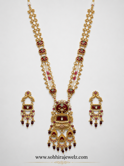 Crimson Throne Meenakari Long Heritage Necklace
