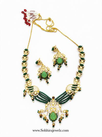 Emerald Noir Kundan Necklace Set