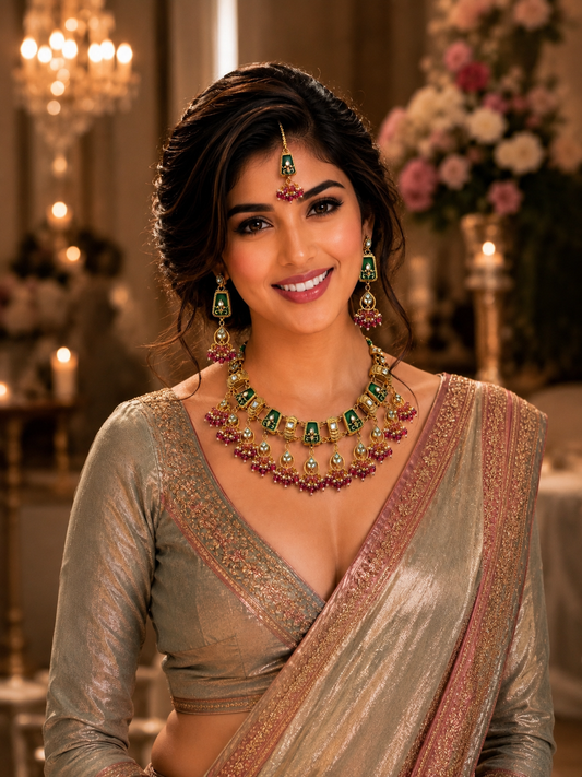 Ruby Emerald Heritage Necklace Set