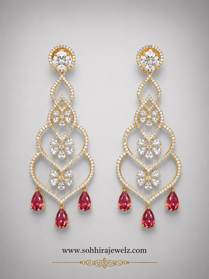 Crimson Cascade Diamond Chandelier Earrings product closeup
