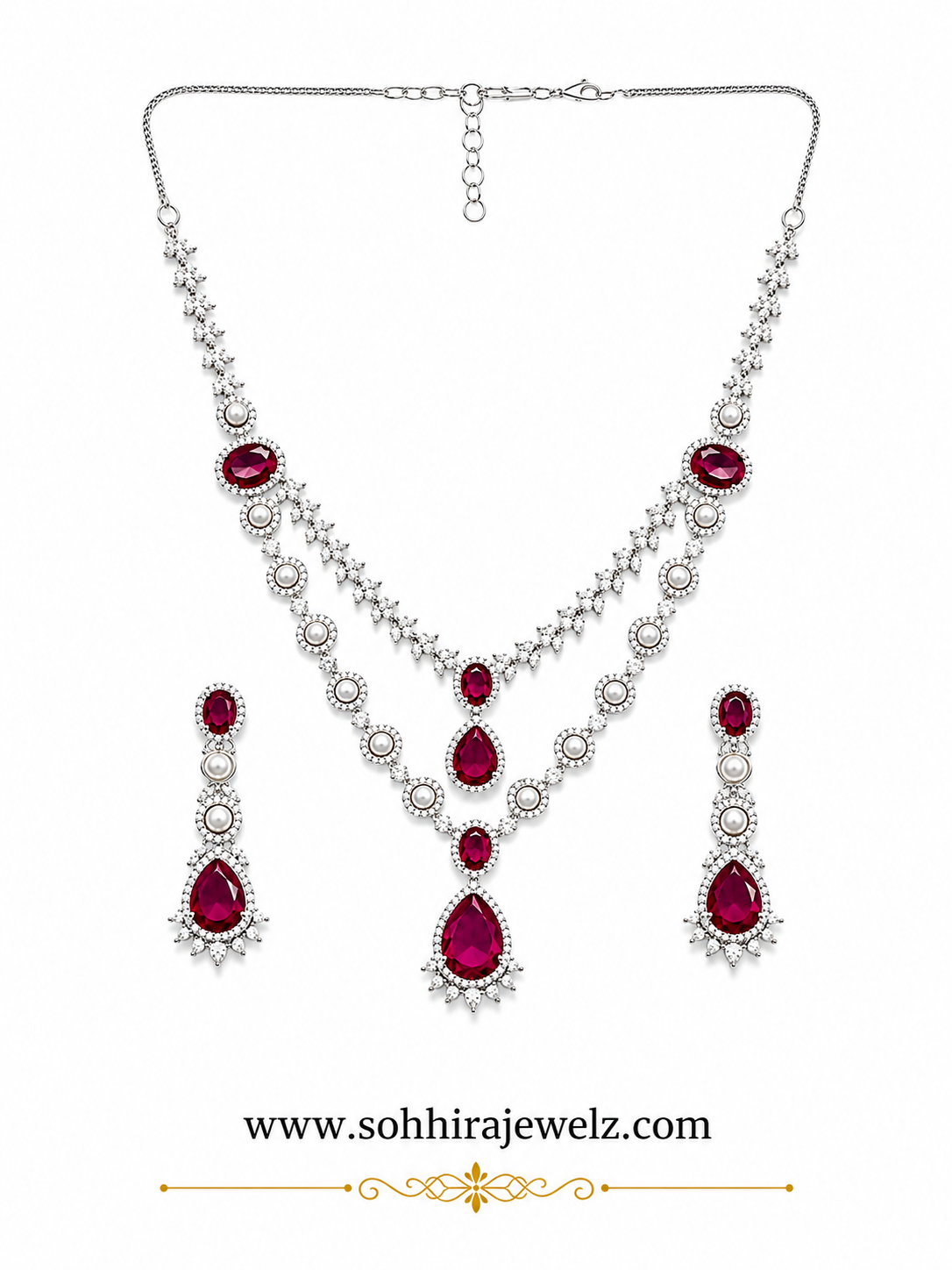 Crimson Royale Ruby & Pearl Diamond Necklace