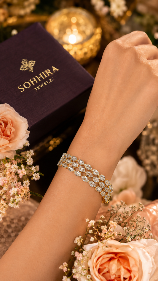 Diamond Gold Honeycomb Bracelet