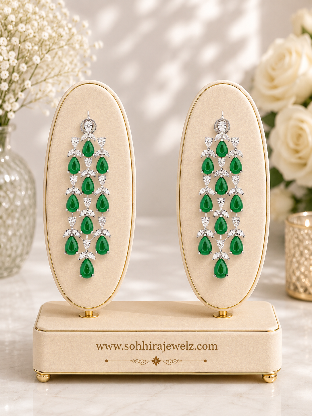 Emerald Crystal Chandelier Drop Earrings
