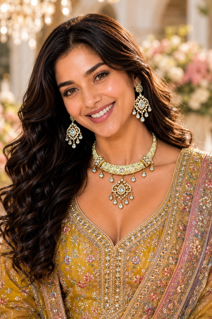 Yellow Polki Meenakari Necklace (HASLI)