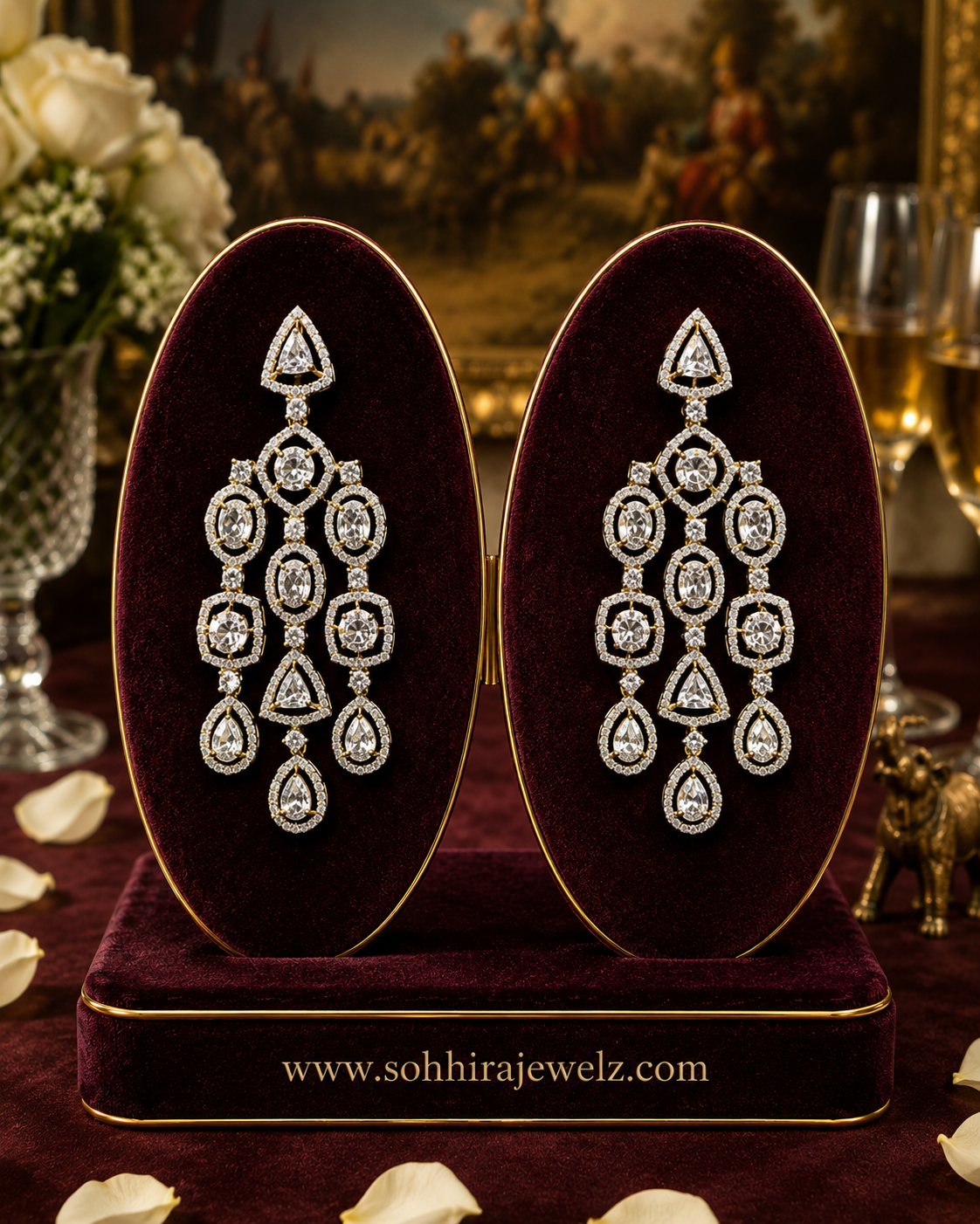 Crystal Cascade Diamond Necklace Set