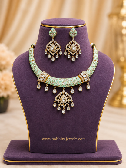 Mint Meenakari Polki Necklace (HASLI)