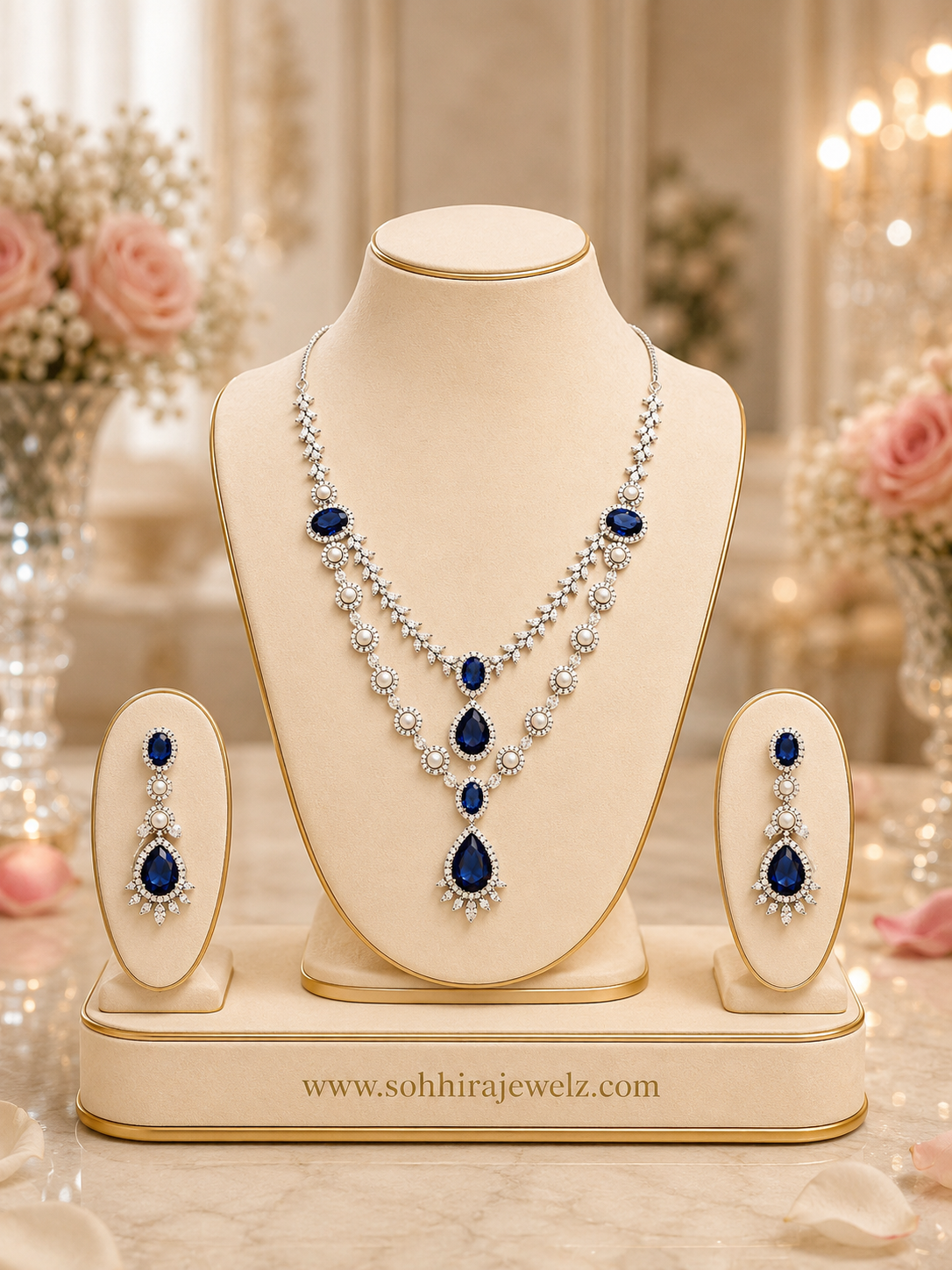 Sapphire Celeste Diamond Necklace Set