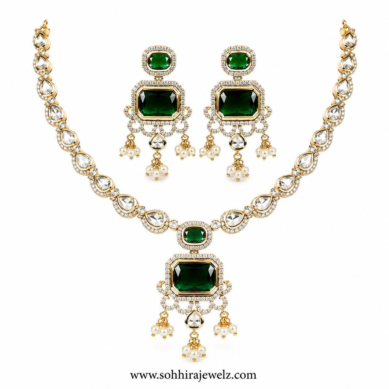 The Kensington Emerald Pendant Set