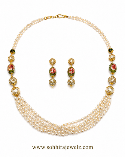 Gulbahar Meenakari Pearl Necklace & Earring Set