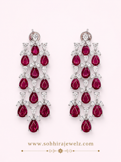 Ruby Crystal Chandelier Drop Earrings