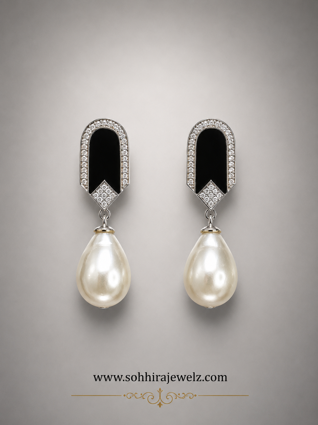 Noir Pearl Drop Earrings