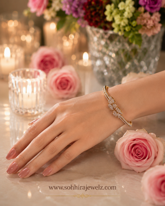 Diamond Cluster Gold Cuff Bracelet