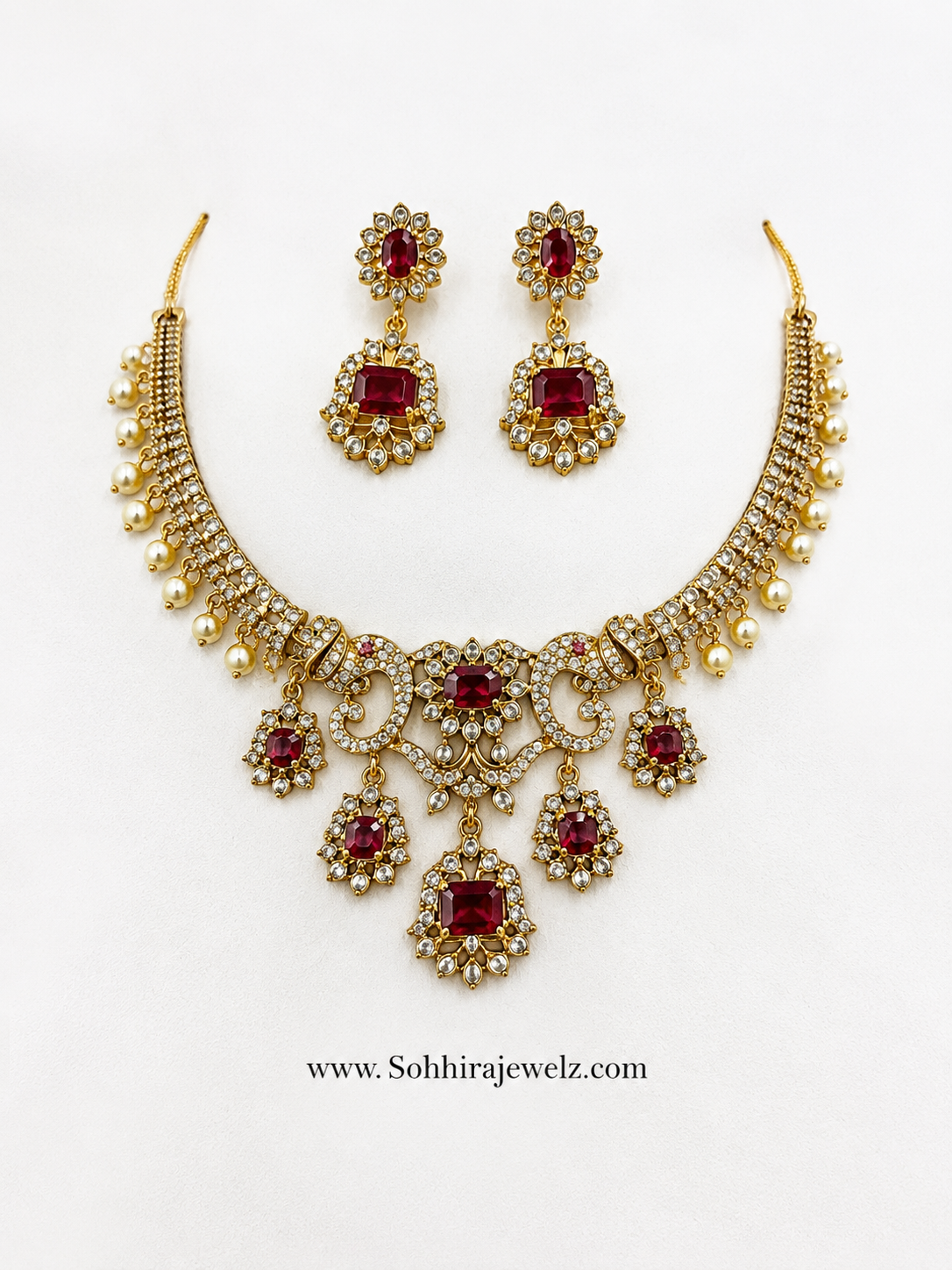 Majestic Ruby Pearl Necklace