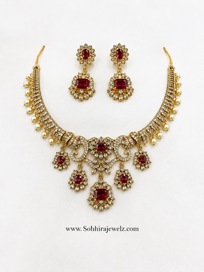 Majestic Ruby Pearl Necklace